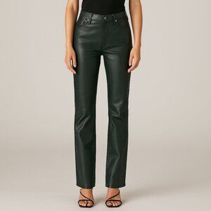 7 For All Mankind Hunter Green Faux Leather Ankle Pants XS